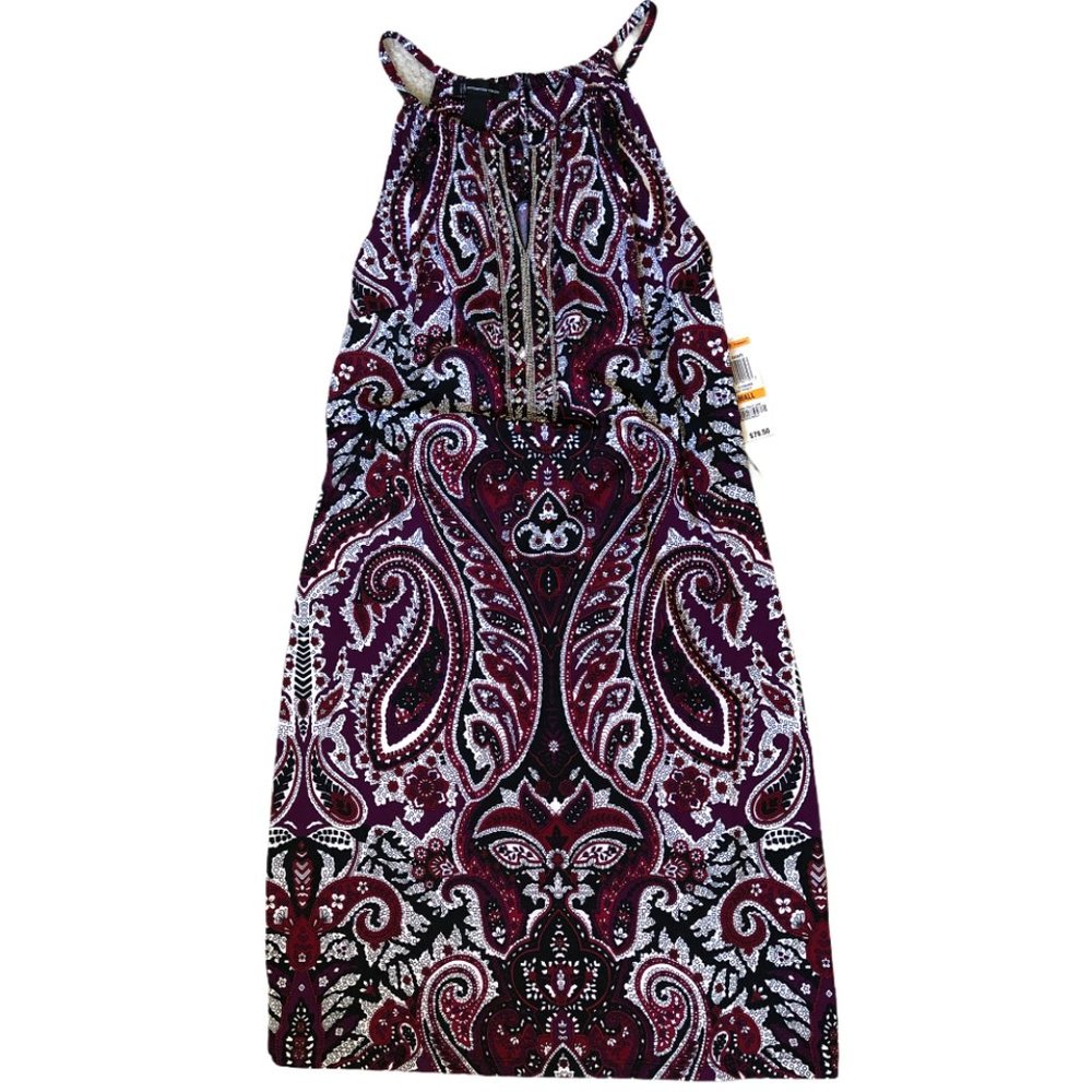 INC Purple Paisley Keyhole Sheath Dress